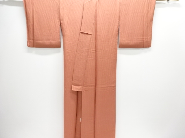  作家物　蜀江模様織り出し一つ紋色無地着物